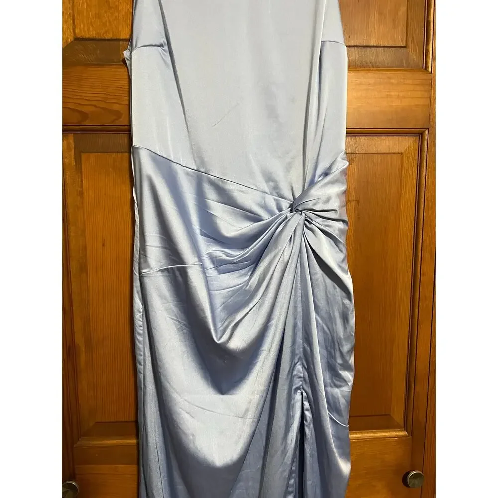 NWOT Abercrombie & Fitch Women’s Draped Satin Maxi Dress Periwinkle Blue Size LT